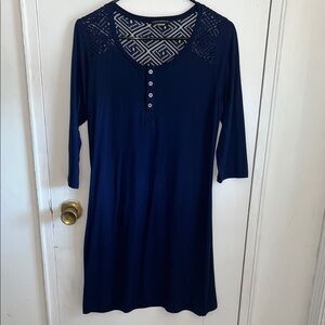 Steve Madden Medium Navy Blue 3/4 Sleeve Dress with Geometric Detail